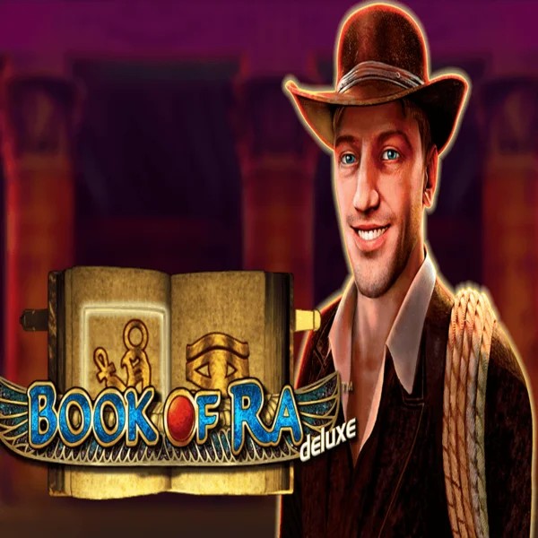 Book of Ra Deluxe online game logo by Novomatic on spinbara.eu